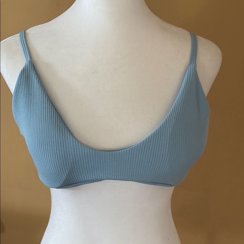 Zaful Blue Ribbed Bikini top
